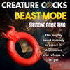 XR Brands Creature Cocks Beast Mode Silicone Cock Ring | Model: Monster Madman | Male | Enhance Erection, Male Enhancement | Bright Red - Adult Naughty Store