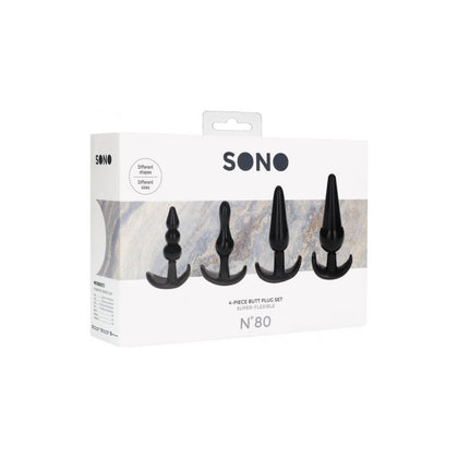 SONO No 80 - 4-Piece Butt Plug Set - Black: The Ultimate Pleasure Collection for Adventurous Anal Enthusiasts