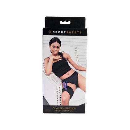 Sportsheets Dual Penetration Thigh Strap On - Ultimate Intimate Pleasure for All Genders - Model DP-1001 - Dual O Ring Design - Black - Adult Naughty Store