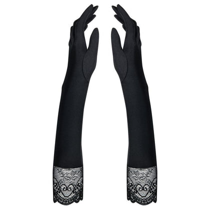 Miamor Pleasure Touch Elbow Length Lace Gloves - Model MTP-1001 - Women's Intimate Pleasure - Black