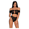 Introducing the Seductiva Inessita 2 Pc Set - Temptingly Translucent Black Knitted Lingerie for Women's Sensual Delight