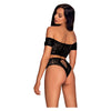 Introducing the Sensual Pleasure Delight Inessita 2 Pc Set - Seductively Translucent Black Knitted Lingerie for Women