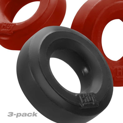 HunkyJunk Model X3 Cock Rings - Ultimate Pleasure Enhancers for Him and Her - Red/Tar Ice