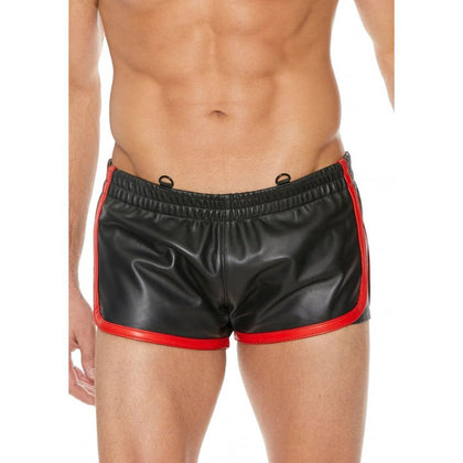 🔥 Introducing the Seductress Series: Vixen Luxe Leather Fetish Shorts - Model XVII - Unisex - Accentuating All the Right Places - Black/Red 🖤❤️