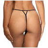 Elegant Pleasures Lace Embrace G-String Black LSX-420 Women's Intimate Apparel Sensual Frontal Bow Open Crotch V-String Back