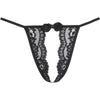 Elegant Pleasures Lace Embrace G-String Black LSX-420 Women's Intimate Apparel Sensual Frontal Bow Open Crotch V-String Back