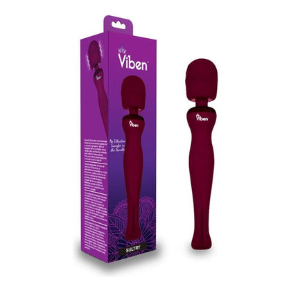 Introducing the Viben Sultry Ruby Rechargeable Wand Massager: A Sensual Symphony of Pleasure for All Genders - Unleash Ecstasy with 20 Functions and 8 Speeds - Waterproof - Full Coverage - USB Rechargeable - Ruby Red