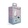 Sensual Charms Silver Round Butt Plug w/ Clear Iridescent Jewel - Medium: The Ultimate Elegance for Exquisite Anal Pleasure - Adult Naughty Store