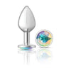 Introducing the Exquisite Pleasures Collection: Sensual Charms CC-001L Silver Round Butt Plug - Unisex Anal Delight in Shimmering Silver - Adult Naughty Store