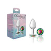 Sensual Charms Silver Round Butt Plug with Rainbow Jewel - Model CC-001: A Delightful Gender-Inclusive Pleasure Enhancer for Anal Stimulation in Mesmerizing Rainbow Shades - Adult Naughty Store