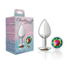 Sensual Charms Silver Round Butt Plug with Rainbow Jewel - Model CC-001: Unveiling the Exquisite Pleasure of Anal Delight for All Genders and Sensual Adventures - Adult Naughty Store