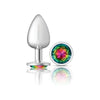 Sensual Charms CC-001 Silver Round Butt Plug with Rainbow Jewel - Exquisite Anal Pleasure for All Genders in a Spectrum of Colors - Adult Naughty Store