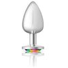 Sensual Charms CC-001 Silver Round Butt Plug with Rainbow Jewel - Exquisite Anal Pleasure for All Genders in a Spectrum of Colors - Adult Naughty Store