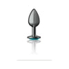 Sensual Charms Gunmetal Round Butt Plug with Teal Jewel - Small: A Luxurious Delight for Anal Pleasure - Adult Naughty Store