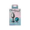 Sensual Charms Gunmetal Round Butt Plug with Teal Jewel - Small: A Luxurious Delight for Anal Pleasure - Adult Naughty Store