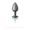 Introducing the Opulent Pleasures Collection: Exquisite Elegance Gunmetal Round Butt Plug Model CC-500 - Medium, for All Genders, Anal Stimulation, Teal - Adult Naughty Store