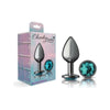 Introducing the Opulent Pleasures Collection: Exquisite Elegance Gunmetal Round Butt Plug Model CC-500 - Medium, for All Genders, Anal Stimulation, Teal - Adult Naughty Store