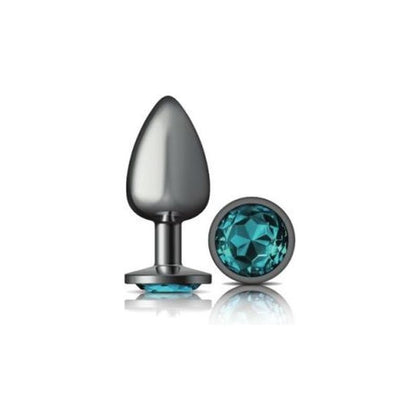 Cheeky Charms Sensual Pleasures Collection: Gunmetal Round Butt Plug CC-101 for Exquisite Anal Delights - Teal Jewel - Adult Naughty Store