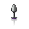 Seductive Pleasures: Cheeky Charms Gunmetal Round Butt Plug CC-001 - Unisex Anal Delight - Purple Jewel - Adult Naughty Store