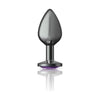 Introducing the LusterLux Sensual Pleasures Collection: Cheeky Charms Gunmetal Round Butt Plug - Medium, Purple Jewel - Adult Naughty Store