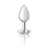 Seductive Pleasures: Cheeky Charms Silver Metal Butt Plug with Heart Clear Jewel Small - For Sensual Anal Stimulation in Silver - Adult Naughty Store