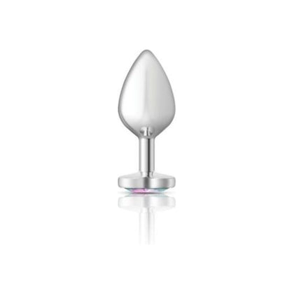 Sensuous Pleasures Silver Metal Butt Plug - Model CC-001: Unleash Alluring Anal Delights for Both Genders - Clear Jewel - Adult Naughty Store