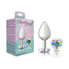 Sensuous Pleasures Silver Metal Butt Plug - Model CC-001: Unleash Alluring Anal Delights for Both Genders - Clear Jewel - Adult Naughty Store