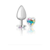 Captivating Charms: Cheeky Charms CC-123 Silver Metal Butt Plug with Clear Heart Jewel - For Sensual Anal Pleasure - Silver Shade - Adult Naughty Store