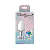 Captivating Charms: Cheeky Charms CC-123 Silver Metal Butt Plug with Clear Heart Jewel - For Sensual Anal Pleasure - Silver Shade - Adult Naughty Store