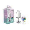 Captivating Charms: Cheeky Charms CC-123 Silver Metal Butt Plug with Clear Heart Jewel - For Sensual Anal Pleasure - Silver Shade - Adult Naughty Store