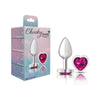 Sensual Pleasures Collection: Cheeky Charms CC-001 Silver Metal Butt Plug with Heart Pink Jewel - Unisex Anal Delight - Adult Naughty Store