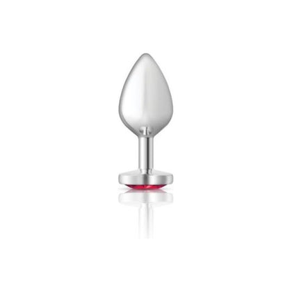 Seductive Pleasures: Cheeky Charms Silver Metal Butt Plug - Medium, Unisex Anal Toy for Intimate Bliss, Heart Pink Jewel - Adult Naughty Store