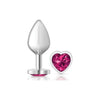 Seductive Pleasures: Cheeky Charms Silver Metal Butt Plug - Medium, Unisex Anal Toy for Intimate Bliss, Heart Pink Jewel - Adult Naughty Store