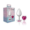 Seductive Pleasures: Cheeky Charms Silver Metal Butt Plug - Medium, Unisex Anal Toy for Intimate Bliss, Heart Pink Jewel - Adult Naughty Store