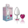 Captivating Pleasures: Cheeky Charms CC-001L Silver Metal Butt Plug with Heart Pink Jewel - Alluring Anal Delights for Women, Men, and Couples - Adult Naughty Store