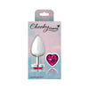 Captivating Pleasures: Cheeky Charms CC-001L Silver Metal Butt Plug with Heart Pink Jewel - Alluring Anal Delights for Women, Men, and Couples - Adult Naughty Store