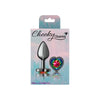 Introducing the Exquisite Pleasures Collection: Cheeky Charms Gunmetal Butt Plug - Model CC-101, Small, All Genders, Heart Rainbow Jewel, Teardrop Shape - Adult Naughty Store