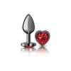 Seductive Sensations: Cheeky Charms Gunmetal Butt Plug with Heart Red Jewel (Small) - Adult Naughty Store