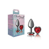 Seductive Sensations: Cheeky Charms Gunmetal Butt Plug with Heart Red Jewel (Small) - Adult Naughty Store