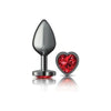 Introducing the Exquisite Pleasures Sensual Charms Collection: Cheeky Charms Gunmetal Butt Plug with Heart Red Jewel - Medium - Adult Naughty Store