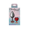 Introducing the Exquisite Pleasures Sensual Charms Collection: Cheeky Charms Gunmetal Butt Plug with Heart Red Jewel - Medium - Adult Naughty Store