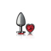 Introducing the SensationX Gunmetal Teardrop Butt Plug CC-001 (Large) - Unisex Anal Pleasure Toy in Red Jewel - Adult Naughty Store