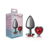 Introducing the SensationX Gunmetal Teardrop Butt Plug CC-001 (Large) - Unisex Anal Pleasure Toy in Red Jewel - Adult Naughty Store