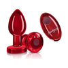 Cheeky Charms Rechargeable Vibrating Metal Butt Plug - Medium, Red, for Sensual Anal Pleasure - Adult Naughty Store