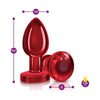 Cheeky Charms Rechargeable Vibrating Metal Butt Plug - Medium, Red, for Sensual Anal Pleasure - Adult Naughty Store