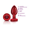 Cheeky Charms Rechargeable Vibrating Metal Butt Plug - Medium, Red, for Sensual Anal Pleasure - Adult Naughty Store