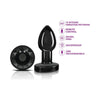 Sensual Charms Intense Pleasure Gunmetal Rechargeable Vibrating Metal Butt Plug - Small, for All Genders, Anal Stimulation, Sensual Black - Adult Naughty Store