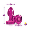 Cheeky Charms Sensual Pink Rechargeable Vibrating Metal Butt Plug with Remote Control - Model CC-123 - Unisex Anal Pleasure Toy - Adult Naughty Store