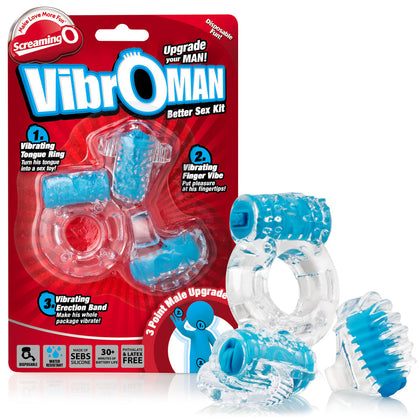 Vibroman Blue Tongue Vibrator Model 817483010989 for Men - Pleasure Enhancement in Classic Blue