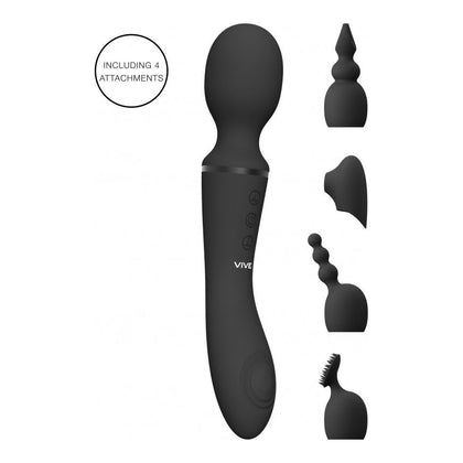 Introducing the NAMI - Black Dual-Sided VIVE019 Massage Wand for Women - Ultimate Pleasure Experience